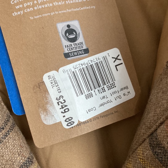 NEW Patagonia Out Yonder Jacket Coat Size XL Bearfoot Tan Stripe Wool - Picture 5 of 6